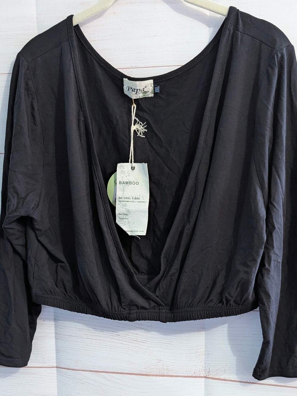 Nwt  Papa Vancouver Wrap Front V-Neck Bamboo Blend Crop Top Size XXL